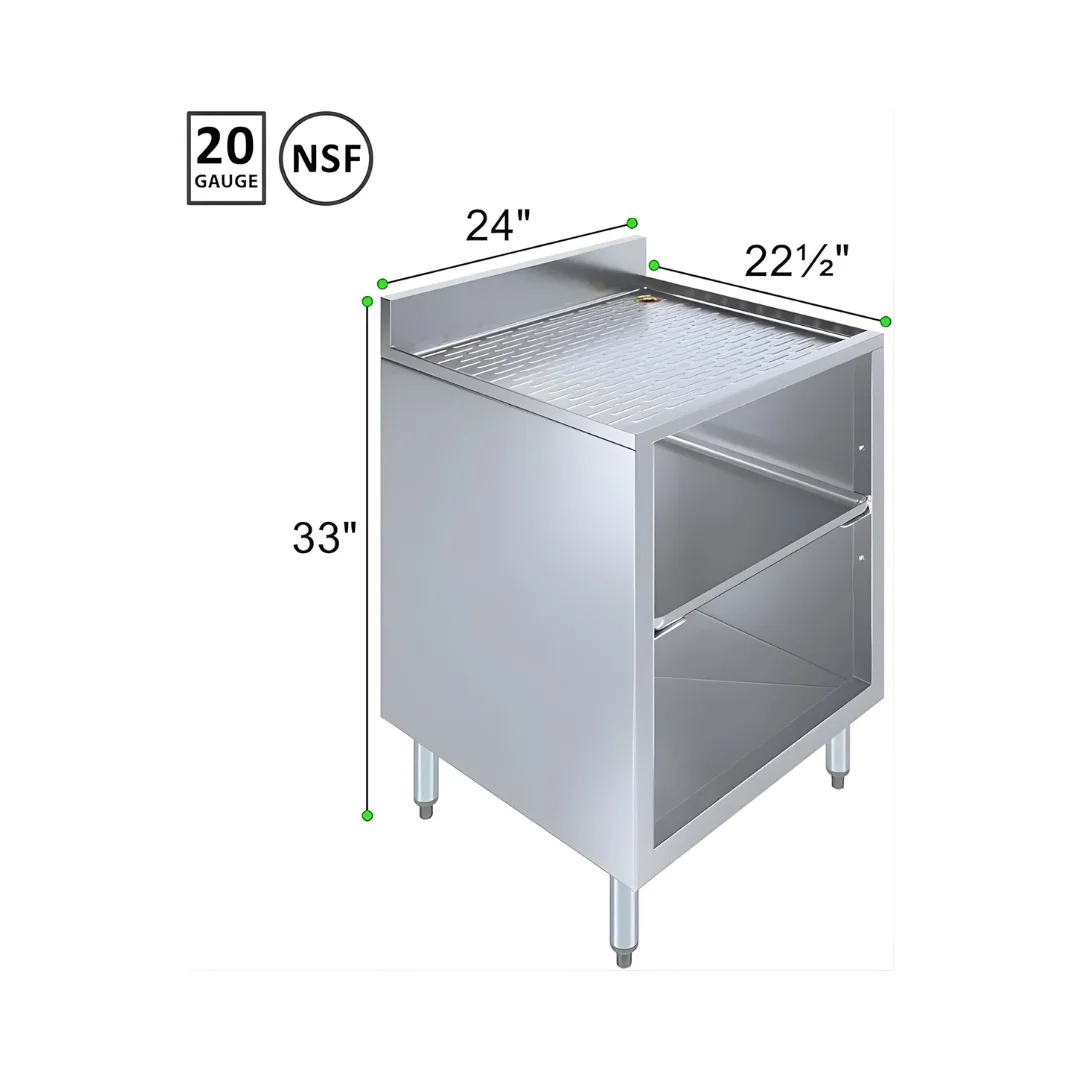 Commercial glass rack storage cabinet stainless steel bar station