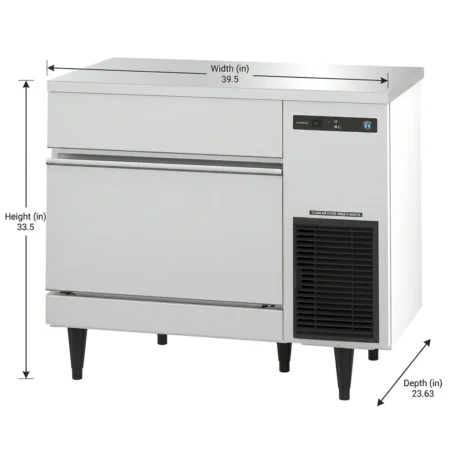 Hoshizaki IM-200BAK 39 Undercounter Ice Machine in stainless steel finish.