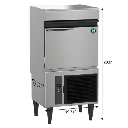 Hoshizaki IM-50BAA-LM 19 Undercounter Ice Machine producing full cube ice.