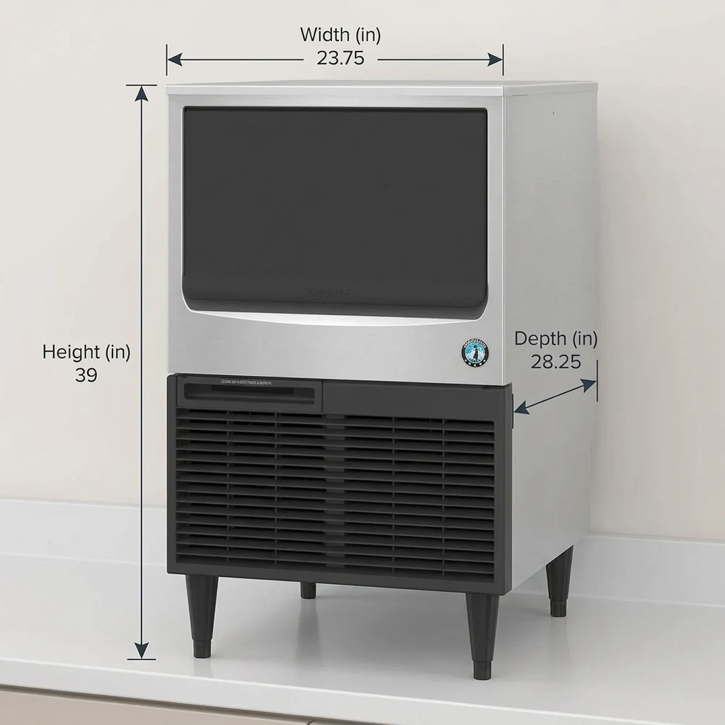 Hoshizaki Km-161Bwj 23 Undercounter Ice Machine - 153 Lbs/Day, Water Cooled, 115V 2 Hoshizaki Km-161Bwj 23 Undercounter Ice Machine Stainless Steel Front View