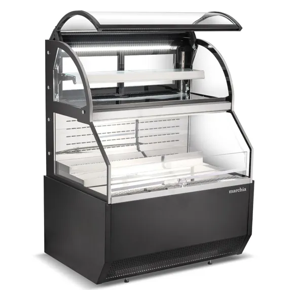 Marchia Mstar36 36&Quot; Black Dual Service Open Air Display Case Merchandiser 5 Marchia Mstar36 36 Black Dual Service Open Air Display Case Merchandiser For Bakery, Deli, And Coffee Shop Grab-And-Go Items