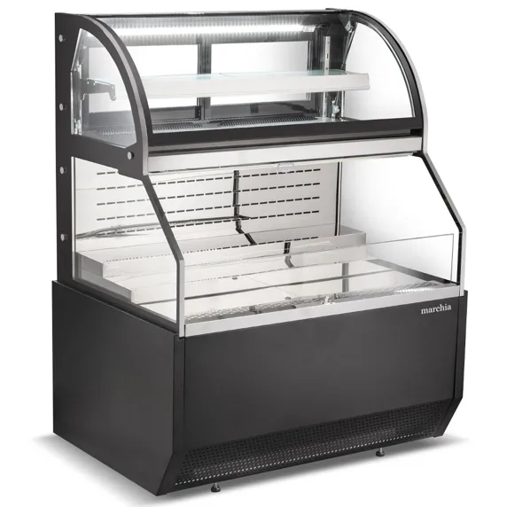 Marchia Mstar36 36&Quot; Black Dual Service Open Air Display Case Merchandiser 6 Marchia Mstar36 36 Black Dual Service Open Air Display Case Merchandiser For Bakery, Deli, And Coffee Shop Grab-And-Go Items