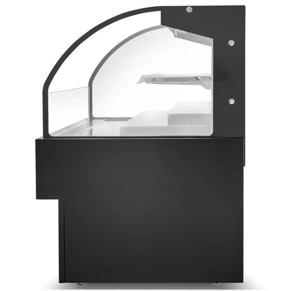 Marchia Ustar48G 48&Quot; Black Low Profile Open Air Cooler Grab And Go 2 Marchia Ustar48G 48 Black Low Profile Open Air Cooler Grab And Go Merchandiser In A Coffee Shop Setting