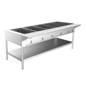 Prepline 74" Five Well Gas Food Steam Table with Undershelf