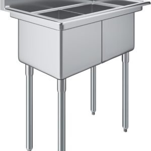 22 in. x 34 in. Stainless Steel Two Compartment Sink with 14 in. x 16 in. x 11 in. Bowls