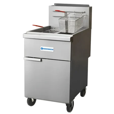 Standard Range SR-F4D-NG 78 lb. Steel Split Pot Floor Fryer - 120,000 BTU