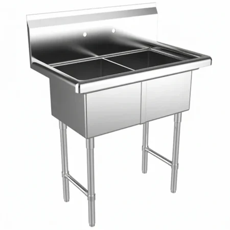 33" Stainless Steel Two Compartment Commercial Sink
