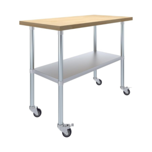 Heavy Duty Rolling Maple Wood Top Work Table with Wheels