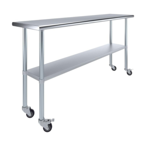 Stainless Steel Table with Undershelf + Casters
