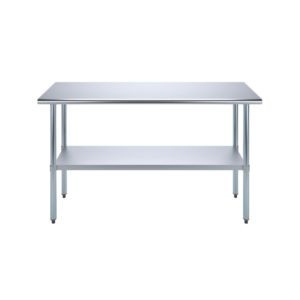 Stainless Steel Work Table with Adjustable Undershelf – Heavy Duty Commercial Prep Table for Restaurant, Kitchen, Utility Use – NSF Certified
