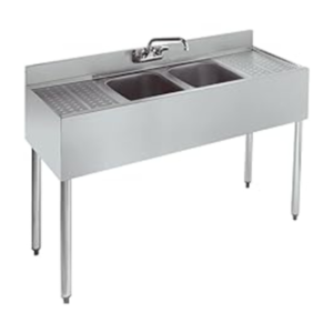 48" Two Compartment Under Bar Sink with Left & Right Drainboards – NSF Stainless Steel Bar Sink