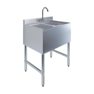 26" Two Compartment Under Bar Sink with Faucet Stainless Steel