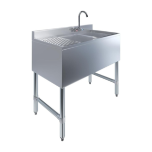 Two Compartment Under Bar Sink with Left Drainboard 19" x 36"