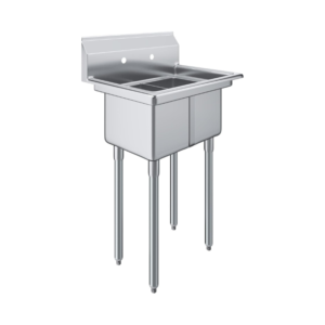 26" x 20" Two Compartment Stainless Steel Sink – NSF Certified Commercial Utility Sink with Backsplash & Legs