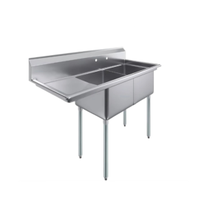 TWO COMPARTMENT COMMERCIAL KITCHEN PREP & UTILITY SINK