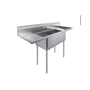 72" x 24" Two Compartment Stainless Steel Commercial Kitchen Prep & Utility Sink – NSF Certified, 18" x 18" x 12" Bowls