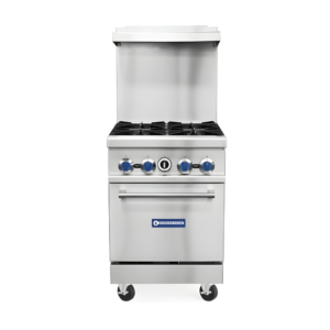 24" Commercial Range with 4 Burners and Oven – 153,000 BTU Restaurant Gas Range | SR-R24
