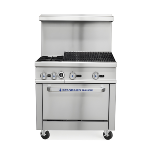 Standard Range SR-R36-24CB-36" Commercial Range with Char-Broiler Top 2 Burners 1 Oven 163,000 BTU