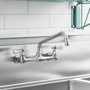 Wall Mount Commercial Kitchen Faucet – 8" Center with Swivel Spout (Multiple Sizes)
