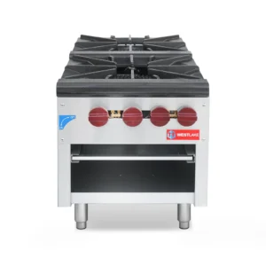 Westlake SP-2M Commercial Gas Stock Pot Burner 18" 2-Burner 160,000 BTU Stainless Steel | Countertop Stock Pot Range for Restaurant