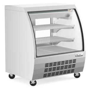 48" Curved Glass Refrigerated Deli Display Case – Black or Stainless Steel