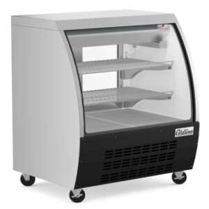 36" Curved Glass Refrigerated Deli Display Case – Black or Stainless Steel