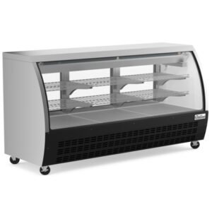 80" Curved Glass Refrigerated Deli Display Case – Black or Stainless Steel