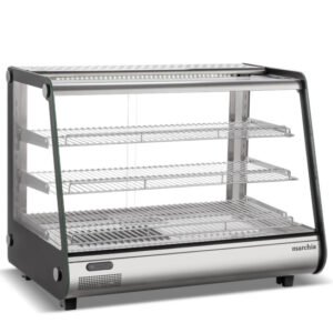Heated Stainless Steel Countertop Display Case with Front Slanted Glass