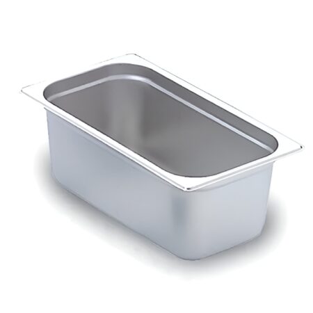 1/3 size 6 inch deep stainless steel steam table pan for restaurant food storage.