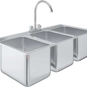 Commercial 3 Compartment Stainless Steel Drop-In Sink – 36" x 18" with Faucet | NSF 3-Bay Utility Sink for Restaurant, Bar & Kitchen Use