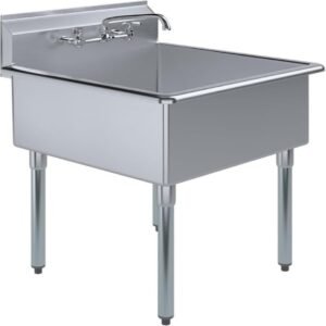 Stainless Steel Prep & Utility Sink with Faucet | Heavy Duty Single Bowl (27" x 27.5")