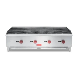 Westlake ECB-48S, Commercial Gas Charbroiler 48" 4-Burner 120,000 BTU Stainless Steel | Countertop Radiant BBQ Grill for Restaurant