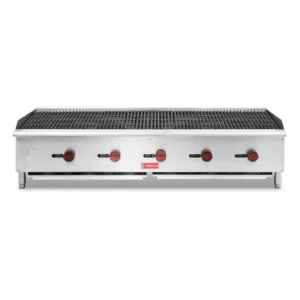 WESTLAKE Commercial Gas Charbroiler 60" 5-Burner 150,000 BTU Stainless Steel | Countertop Radiant BBQ Grill for Restaurant