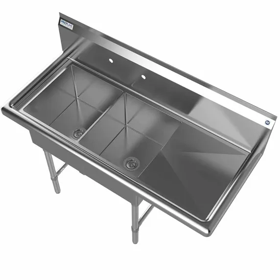 42&Quot; Stainless Steel Two Compartment Commercial Sink With Right Drainboard 5 42&Quot; Stainless Steel Two Compartment Commercial Sink With Right Drainboard - Image 5