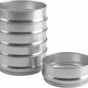 Round Dough Pans (6-Pack) – 9 x 3 Inch Aluminum Pizza Proofing Trays, Stackable Nesting Bakeware