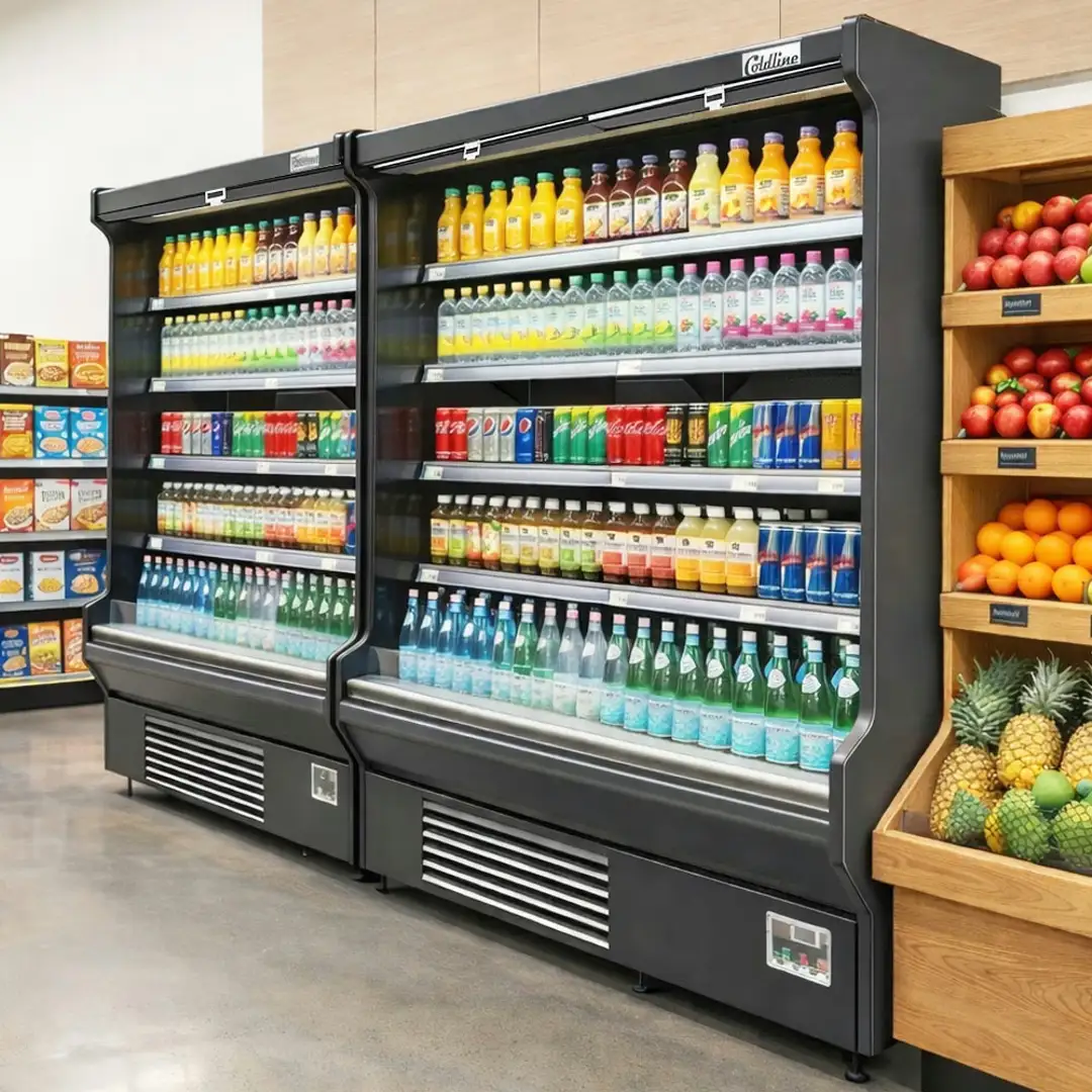 Coldline 76 inch black refrigerated air curtain merchandiser SOCD-76-B open air display case