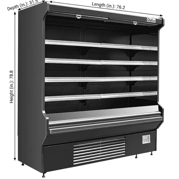 Coldline 76 inch black refrigerated air curtain merchandiser SOCD-76-B open air display case