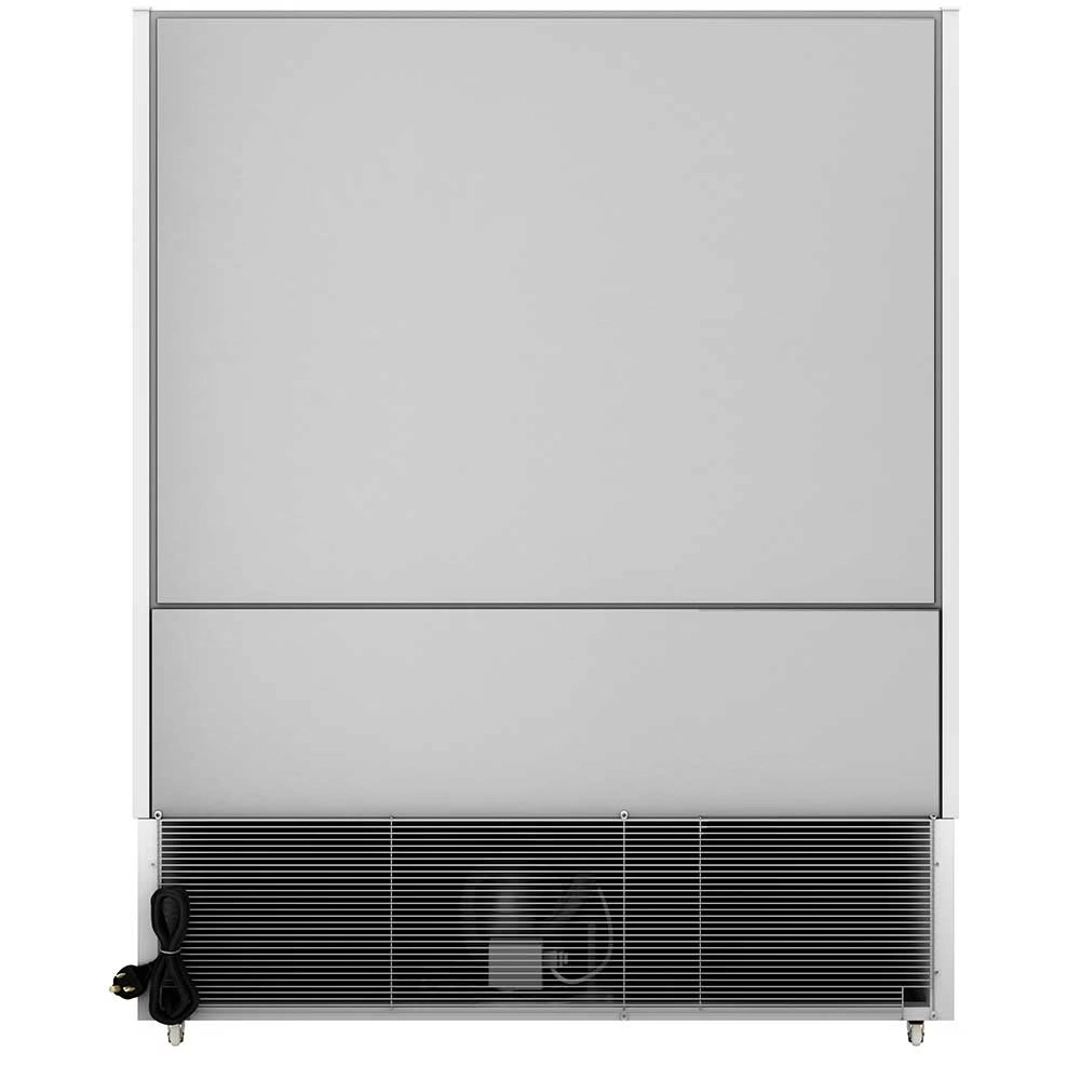 Coldline Refrigerated Air Curtain Merchandiser SOC-76-220-W white 76 inch open display case stocked with fresh produce