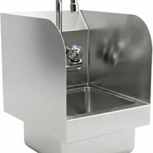 Commercial Wall Mount Hand Sink Stainless Steel Space Saver Sink Faucet Included, Hand Wash Sink with Drain Basket for Restaurant Food Truck (12” x 09” with Sidesplash)