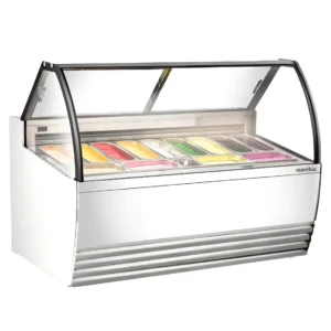 Marchia GIC-13-ST 70" 13-Pan Flat Glass White Gelato Ice Cream Dipping Cabinet Display Freezer