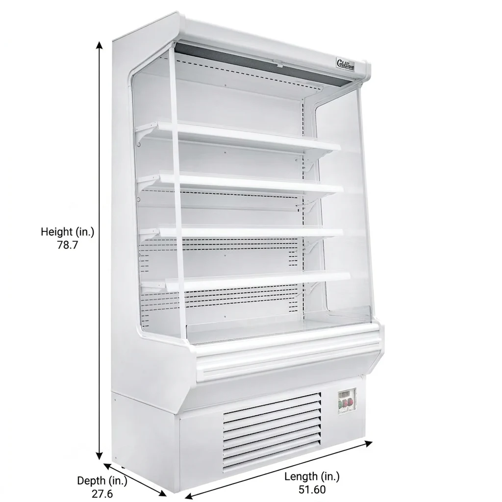 Refrigerated Air Curtain Merchandiser Coldline SOC-51-W white open air grab and go display