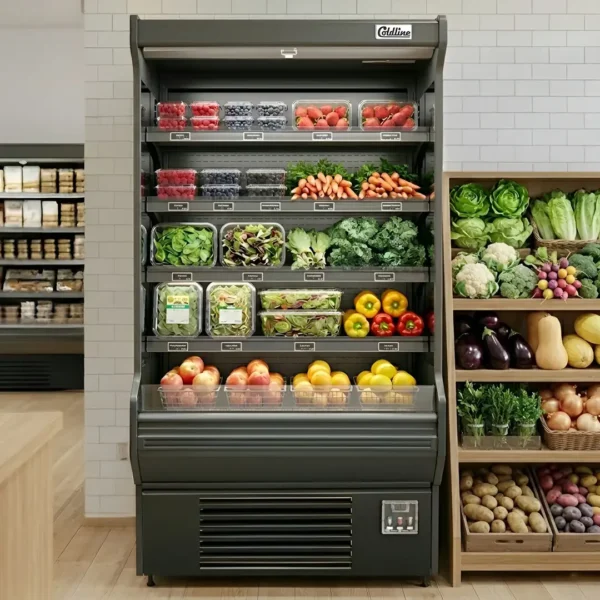 Refrigerated Air Curtain Merchandiser Coldline SOCD-51-B 51 Inch Black Deep Open Air Display Case