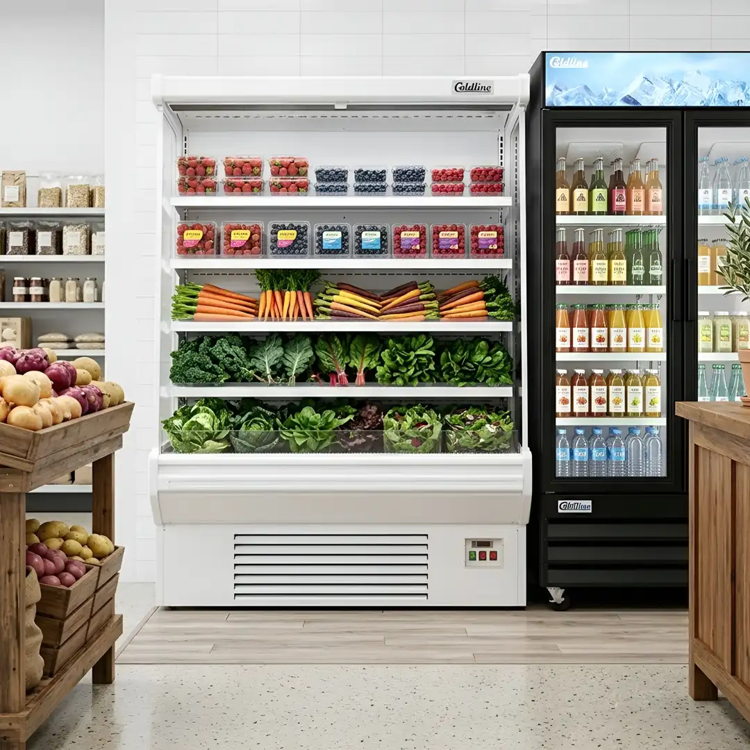 Refrigerated Air Curtain Merchandiser - Coldline SOC-61-W 60" White Open Air Display Case