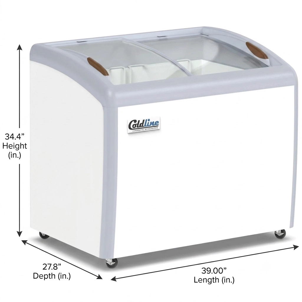 Coldline 39 Curved Glass Ice Cream Freezer