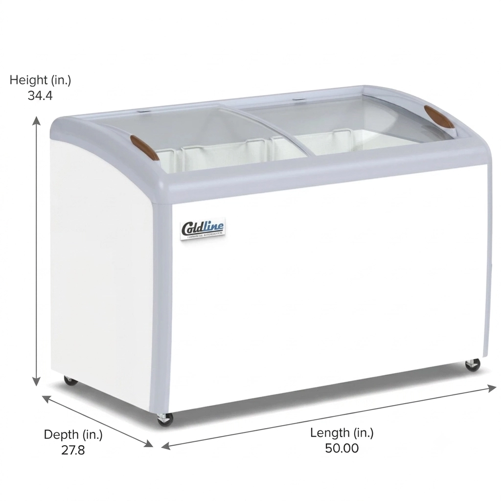 Coldline 50 Curved Glass Ice Cream Freezer
