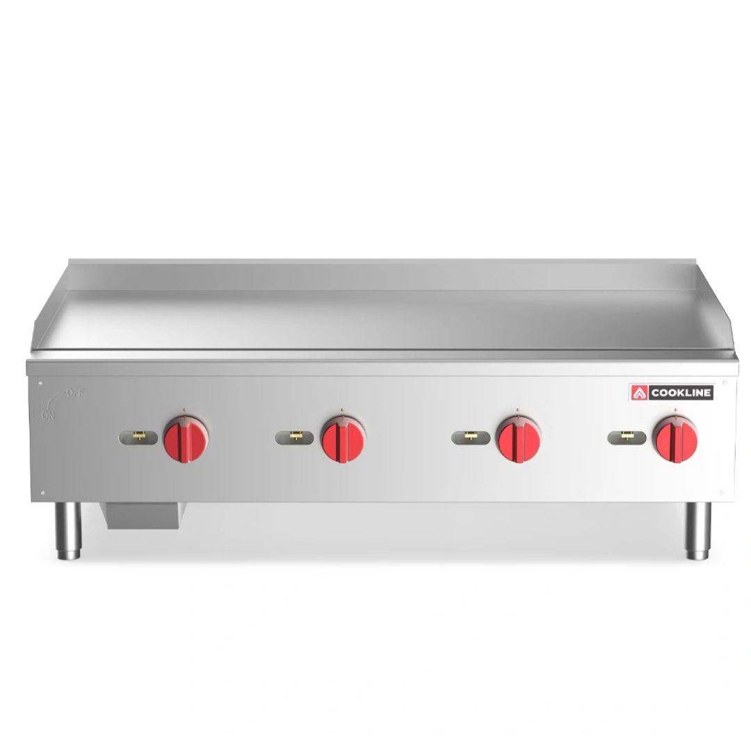 Cookline HD 48 Commercial Gas Griddle with 4 independent burners and stainless steel housing