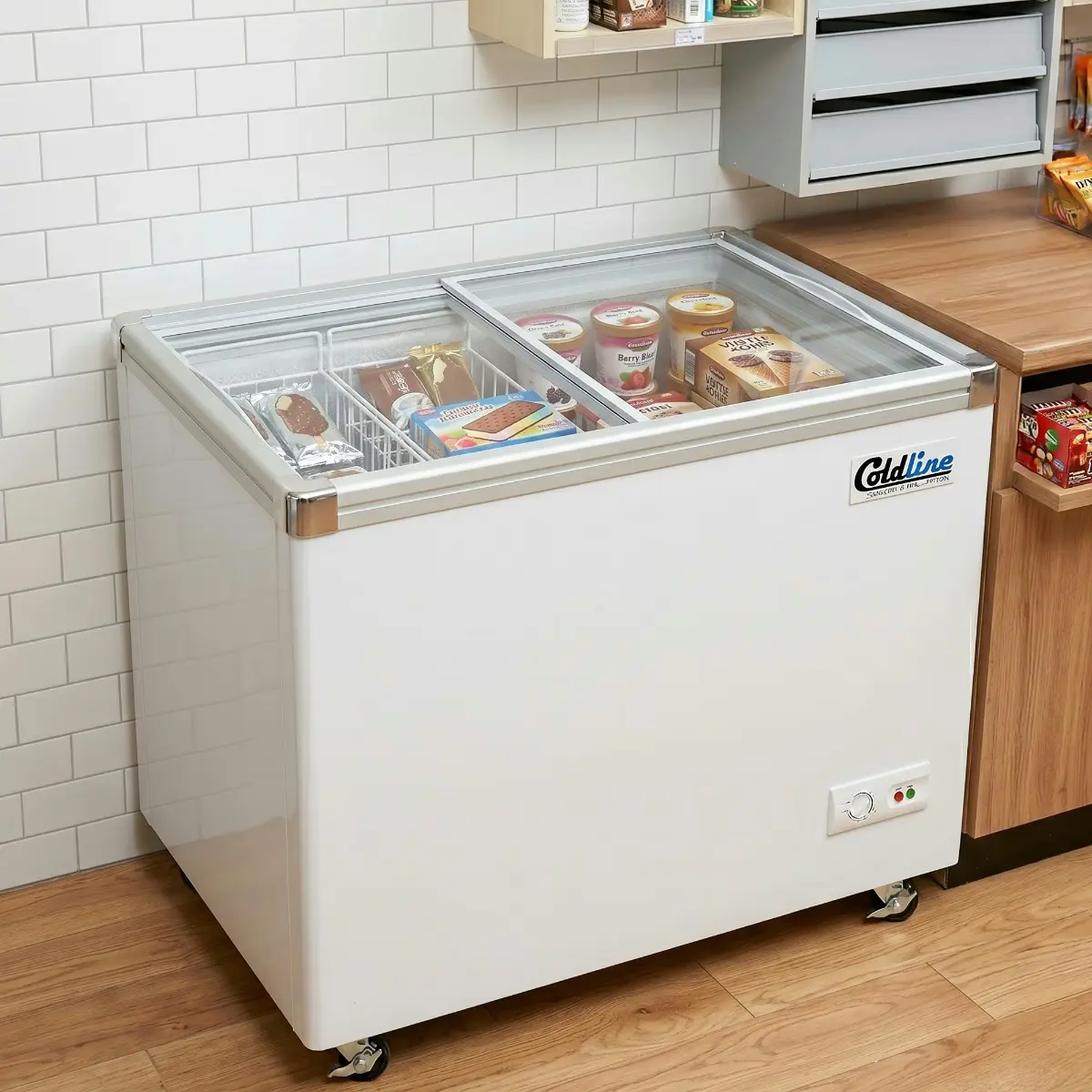 Coldline 34 Glass Top Ice Cream Freezer - 7 Cu Ft