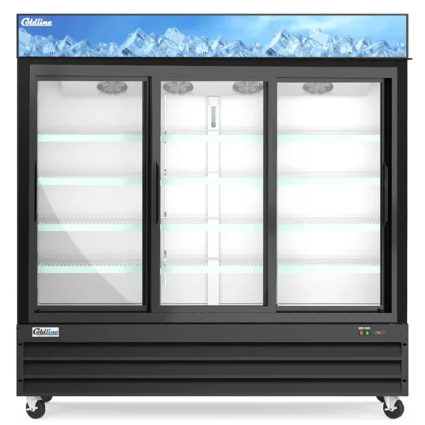 Coldline 78 Three Glass Sliding Door Refrigerator