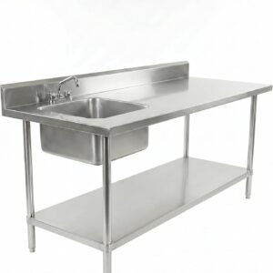 Express KitchQuip Stainless Steel Work Table with Built-In Prep Sink & Faucet - NSF Certified