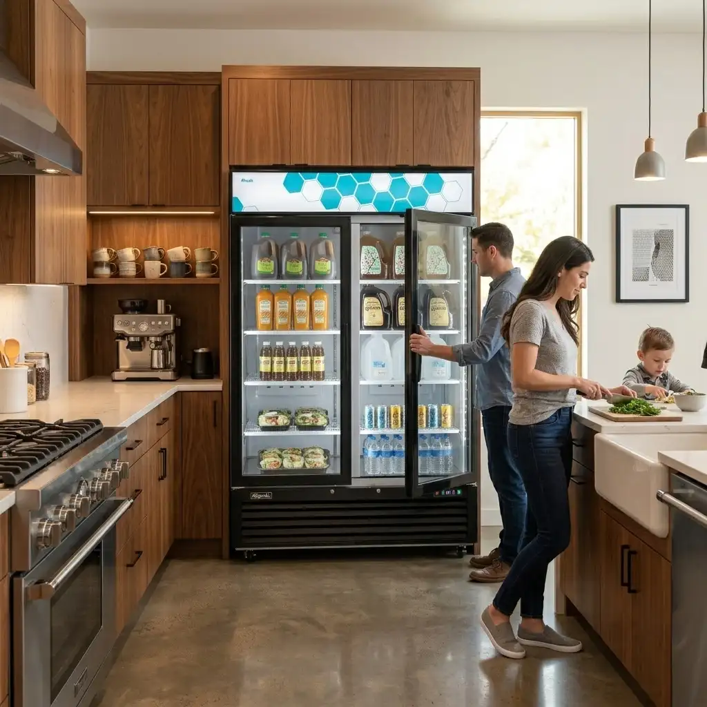 Sliding Glass Door 49 cuft Merchandiser Refrigerator displaying cold drinks
